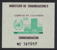 Colombia UN Day MS Imperforate 1960 MNH SG#MS1055 MI#Block 21 - Kolumbien