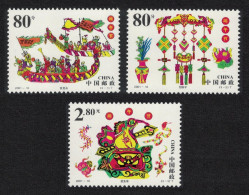 China Duanwu Dragon Boat Festival 3v 2001 MNH SG#4596-4598 - Unused Stamps
