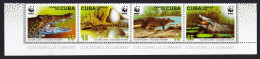 Caribic WWF Crocodile Bottom Strip Of 4v With The Name 2003 MNH SG#4692-4695 MI#4553-4556 Sc#4342-4345 - Unused Stamps