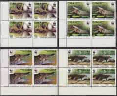 Caribic WWF Crocodile 4 Corner Blocks With Margins 2003 MNH SG#4692-4695 MI#4553-4556 Sc#4342-4345 - Neufs