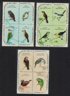 Caribic Blackbird Tody Christmas Birds 3 Blocks Of 4 1970 MNH SG#1813ad-1815ad - Neufs