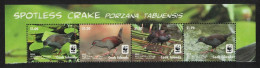Cook Is. WWF Spotless Crake Bird Top Strip Of 4v Without Frame 2014 MNH SG#1808a-1811a - Cookinseln