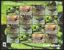 Cook Is. WWF Spotless Crake Bird 4v Without Frame Sheetlet 2014 MNH SG#1808a-1811a - Cook Islands