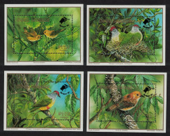 Cook Is. WWF Birds 4 MSs Overprinted 1990 MNH SG#MS1253 MI#Block 198-Block 201 - Cookinseln