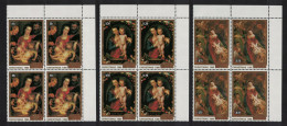 Cook Is. Paintings By Rubens Christmas 3v Corner Blocks Of 4 1986 MNH SG#1080-1082 - Cook Islands