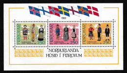Faroe Is. Flags Costumes Inauguration Of Nordic House MS 1983 MNH SG#MS89 MI#Block 1 - Faroe Islands