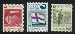 Faroe Is. Boat Flag Inauguration Of Post Office 3v 1976 MNH SG#20-22 MI#21-23 Sc#21-23 - Isole Faroer