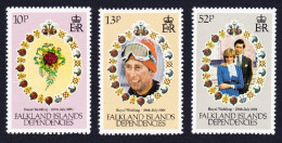 Falkland Is. Dep. Charles And Diana Royal Wedding 3v 1981 MNH SG#95-97 Sc#1L59-1L61 - Falklandinseln