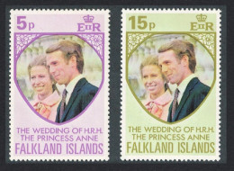 Falkland Is. Royal Wedding Princess Anne 2v 1973 MNH SG#291-292 Sc#225-226 - Falklandeilanden