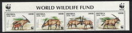 Eritrea WWF Beisa Oryx Strip Of 4v WWF Logo 1996 MNH SG#319-322 MI#87-90 Sc#261 A-d - Erythrée