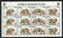 Eritrea WWF Beisa Oryx Sheetlet Of 3 Sets 1996 MNH SG#319-322 MI#87-90 Sc#261 A-d - Erythrée