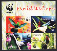 Dominica Birds WWF Caribs Imperf Block Of 4 WWF Logo 2005 MNH SG#3412-3415 MI#3634-3637B Sc#2520 A-d - Dominica (1978-...)