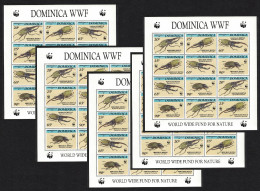 Dominica WWF Hercules Beetle 5 Sheetlets [A] 1994 MNH SG#1799-1802 MI#1804-1807 Sc#1647-1650 - Dominique (1978-...)