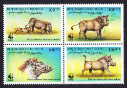 Djibouti WWF Eritrean Warthog 4v Block Of 4 2000 MNH SG#1192-1195 MI#678-681 Sc#795 A-d - Djibouti (1977-...)