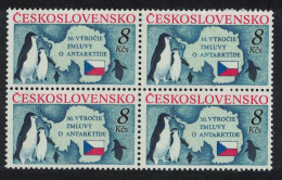 Czechoslovakia Penguins Birds Antarctic Treaty Block Of 4 1991 MNH SG#3061 - Ungebraucht