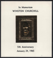 Fujeira Sir Winston Churchill MS GOLD FOIL Black Ovpt 1970 MNH - Fudschaira