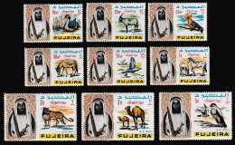 Fujeira Falcon Hoopoe Egret Grebe Birds Leopard Horse Animals 9v 1965 MNH SG#39-47 Sc#C1-C9 - Fujeira