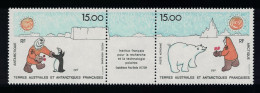 FSAT TAAF Penguins Birds Bear Institute For Polar Research Strip Of 2v 1991 MNH SG#283-284 MI#283-284 - Ongebruikt