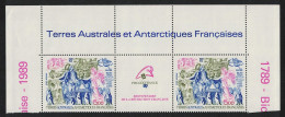 FSAT TAAF French Revolution Top Strip 1989 MNH SG#256 MI#256 - Unused Stamps