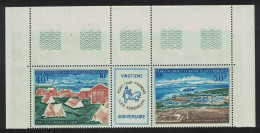 FSAT TAAF 20th Anniversary Of Port-aux-Francais Top Strip Unfolded 1971 MNH SG#69-70 MI#65-66 Sc#C25a - Unused Stamps