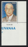 Fr. Polynesia Pouvanaa Politician 'spiritual Father' 500f Corner Date 2008 MNH SG#1080 MI#1034 - Ungebraucht