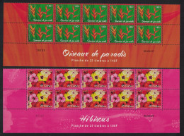 Fr. Polynesia Hibiscus Bird Of Paradise Flowers 2v Strips Of 10 2007 MNH SG#1067-1068 - Unused Stamps