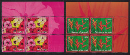 Fr. Polynesia Hibiscus Bird Of Paradise Flowers 2v Corner Blocks Of 4 2007 MNH SG#1067-1068 - Ungebraucht