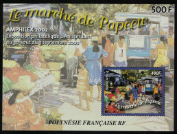 Fr. Polynesia Painting 'Market Place Papeete' By A. Deymonaz MS 2002 MNH SG#MS940 MI#Block 28 - Unused Stamps