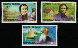 Fr. Polynesia Catholic Missionaries Ships Church 3v 1987 MNH SG#521-523 - Ongebruikt