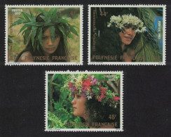 Fr. Polynesia Floral Headdresses 1st Series 3v 1983 MNH SG#405-407 - Neufs