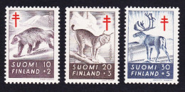 Finland Wolverine Lynx Reindeer Wild Animals 3v 1957 MNH SG#575-577 Sc#B142-B144 - Ongebruikt