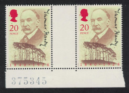 Great Britain 150th Anniversary Of Thomas Hardy Author Gutter Pair 1990 MNH SG#1506 - Unused Stamps