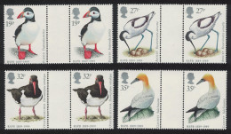 Great Britain Puffin Avocet Oystercatcher Gannet Birds 4v Gutter Pairs 1989 MNH SG#1419-1422 MI#1185-1188 Sc#1239-1242 - Unused Stamps