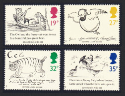 Great Britain Edward Lear 4v 1988 MNH SG#1405-1408 Sc#1226-1229 - Unused Stamps