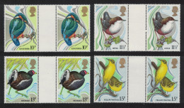 Great Britain Kingfisher Dipper Moorhen Wagtail Birds 4v Gutter Pairs 1980 MNH SG#1109-1112 MI#817-820 Sc#884-887 - Unused Stamps