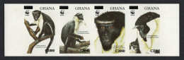 Ghana WWF Diana Monkey 4v Strip Overprinted IMPERF RARR 2006 MNH SG#3574-3577 MI#3885-3888 - Ghana (1957-...)