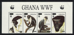 Ghana WWF Diana Monkey 4v Top Strip Overprinted WWF Logo RARR 2006 MNH SG#3574-3577 MI#3885-3888 - Ghana (1957-...)