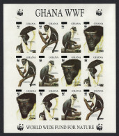 Ghana WWF Diana Monkey IMPERF SHEETLET Overprinted RARR 2006 MNH SG#3574-3577 MI#3885-3888 - Ghana (1957-...)