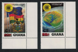 Ghana View From Space Flags Overprints 2v Corners 1984 MNH SG#1083-1084 - Ghana (1957-...)