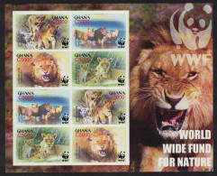 Ghana WWF African Lion MS Imperf 2004 MNH SG#MS3436 MI#3701-3704 Sc#2433 A-d - Ghana (1957-...)