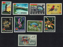 Ghana Birds Antelope Surcharge 'Ghana New Currency 19th July 1965' 9v 1965 MNH SG#381=393 - Ghana (1957-...)