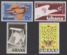 Ghana Bird Tree 1st Anniversary Of African Unity Charter 4v 1964 MNH SG#339-342 - Ghana (1957-...)