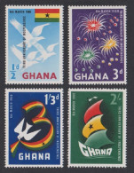 Ghana Eagles In Flight Birds Fireworks Independence 4v 1960 MNH SG#238-241 Sc#71-74 - Ghana (1957-...)