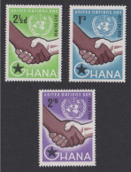 Ghana United Nations Day 3v 1958 MNH SG#201-203 Sc#35-37 - Ghana (1957-...)