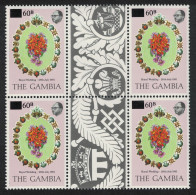 Gambia Royal Wedding Surch '60B' Gutter Block 1982 MNH SG#467 - Gambie (1965-...)
