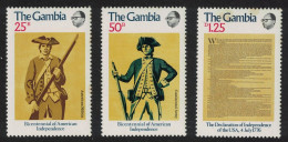 Gambia Bicentenary Of American Revolution 3v 1976 MNH SG#349-351 - Gambia (1965-...)