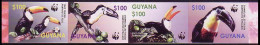 Guyana Birds WWF Toucans Imperf Strip Of 4v 2003 MNH SG#6406-6409 MI#7626-7629 Sc#3792 A-d - Guyane (1966-...)
