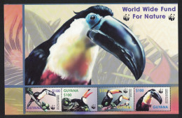 Guyana Birds WWF Toucans 4v Top Strip 2003 MNH SG#6406-6409 MI#7626-7629 Sc#3792 A-d - Guyana (1966-...)