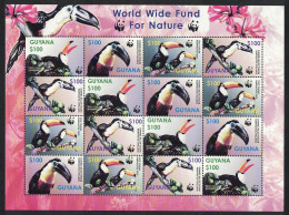 Guyana Birds WWF Toucans Sheetlet Of 4 Sets 2003 MNH SG#6406-6409 MI#7626-7629 Sc#3792 A-d - Guyana (1966-...)