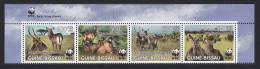 Guinea-Bissau WWF Defassa Waterbuck Top Strip Of 4v WWF Logo 2008 MI#3919-3922 - Guinea-Bissau